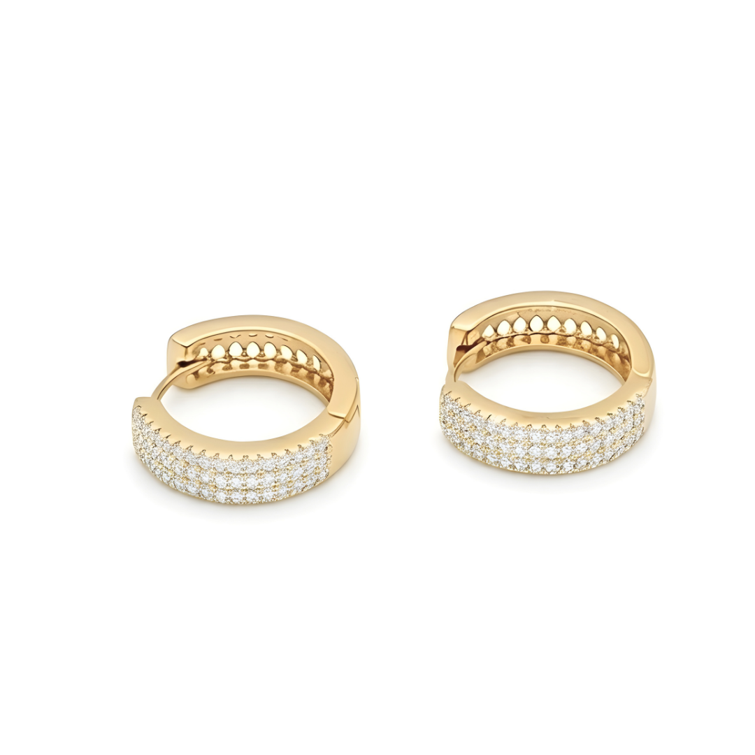 18K Gold Filled Diamond Huggie Earrings